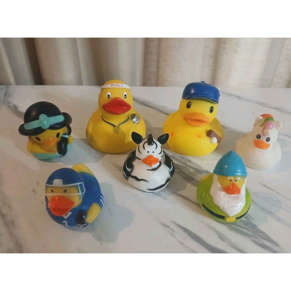 (7) Rubber Ducks Jeep Duckies-Assorted Themes And Sizes Lot